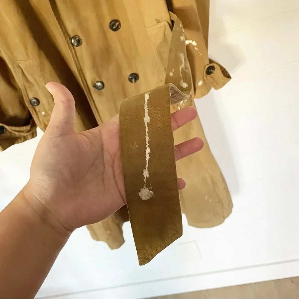 NSF Dorian Cotton Trench Coat in Antique Bronze Gold Foil Size Medium - Picture 12 of 16